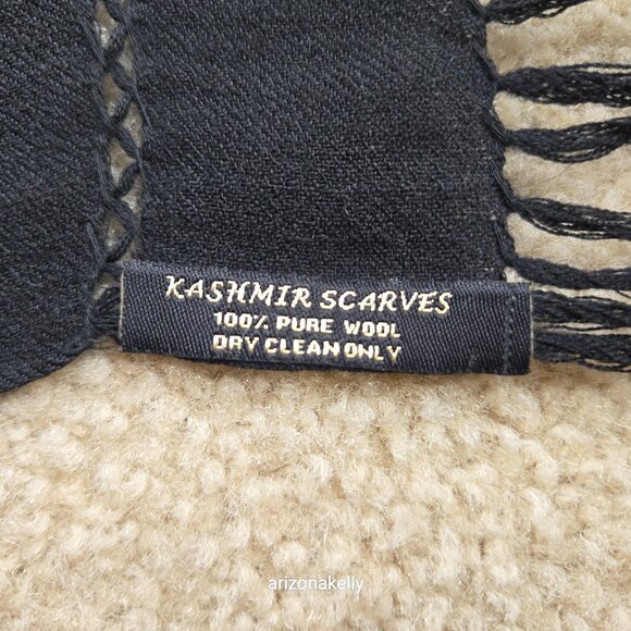 NWOT Wool Scarf With Chain Stitch Embroidery Fall Autumn Colors Kashmir Scarves - Picture 14 of 16